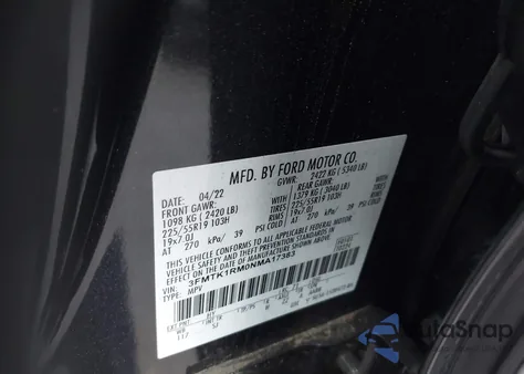 2022 Ford Mustang Mach-E Select z USA, uszkodzony, nr VIN 3FMTK1RM0NMA17383